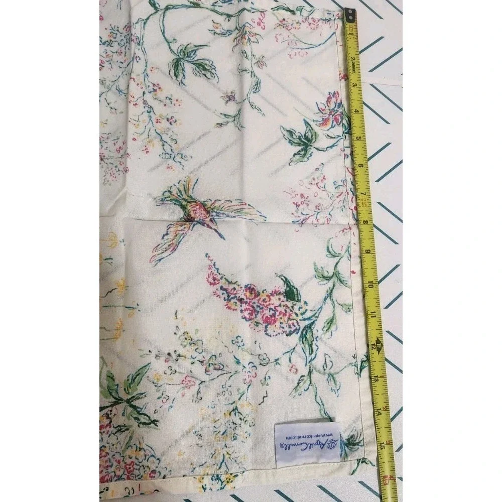 April Cornell 100% Cotton Napkin 2pc Hummingbird Floral White Spring Cottage New